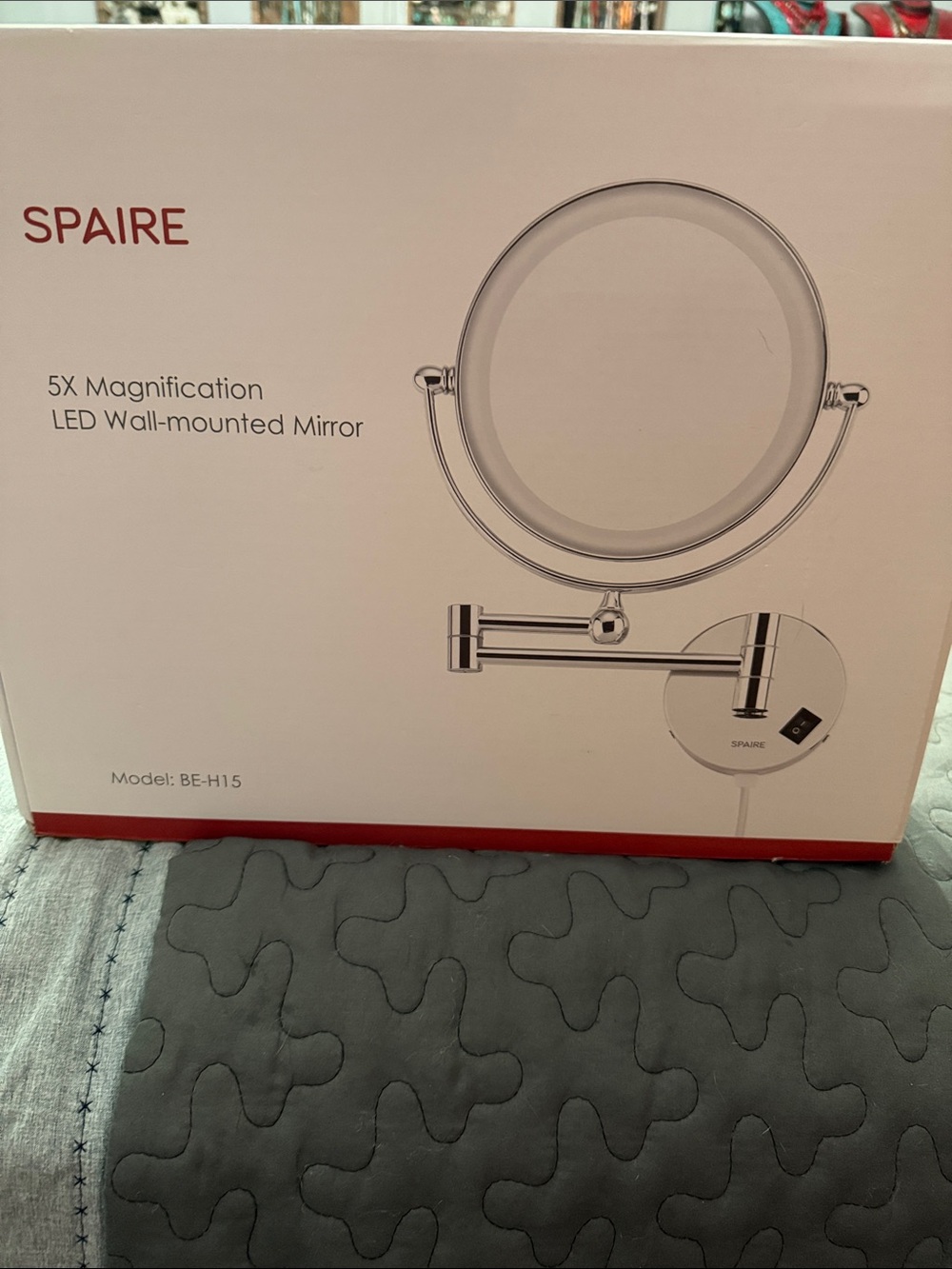 LED Wall-Mounted 5X Magnification Mirror - Chrome